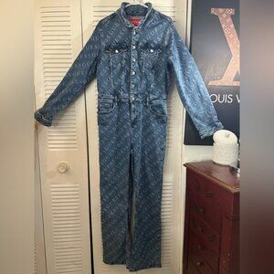 🆕Guess LORENA Denim Logo Utility Workwear Jumpsuit